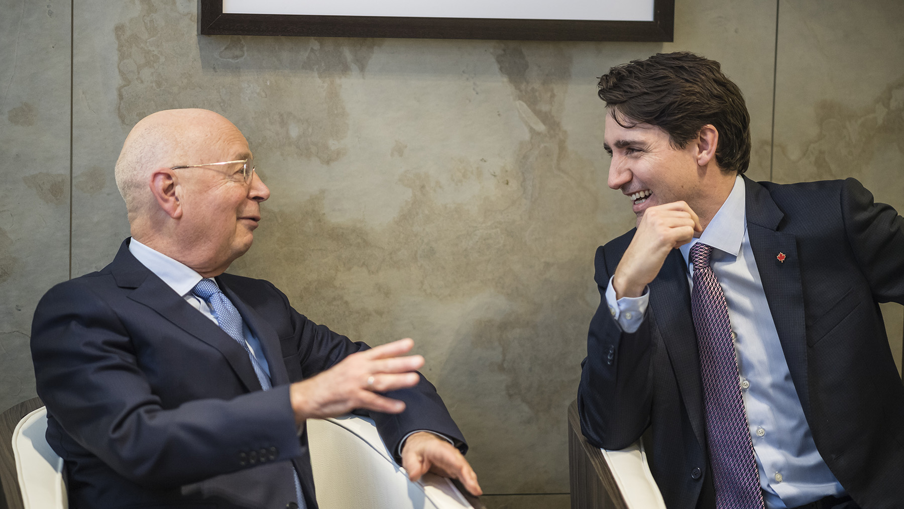Prof. Klaus Schwab im Gespräch mit dem Premierminister Kanadas, Justin Trudeau